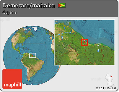 Satellite Location Map of Demerara/mahaica