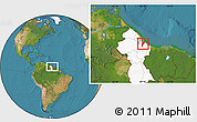 Satellite Location Map of Demerara/mahaica, highlighted country