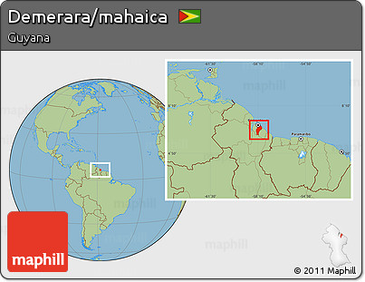 Savanna Style Location Map of Demerara/mahaica