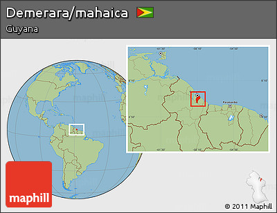 Savanna Style Location Map of Demerara/mahaica