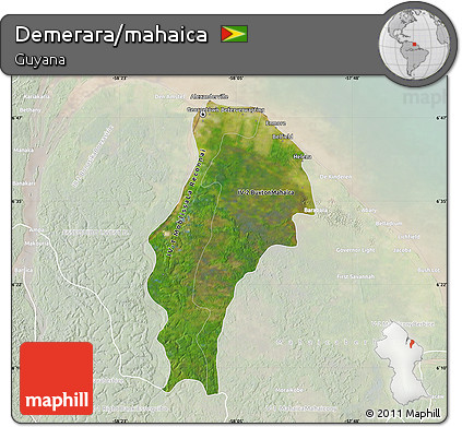 Satellite Map of Demerara/mahaica, lighten