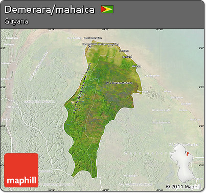 Satellite Map of Demerara/mahaica, lighten