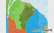 Satellite Map of Demerara/mahaica, political shades outside