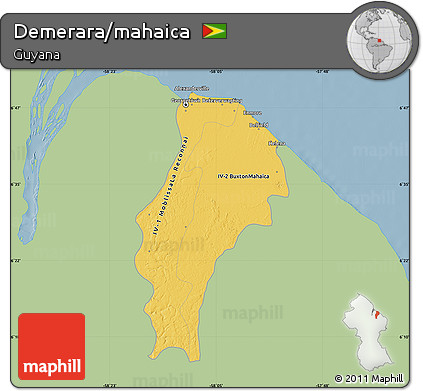 Savanna Style Map of Demerara/mahaica, single color outside