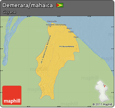 Savanna Style Map of Demerara/mahaica, single color outside