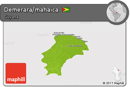 Physical Panoramic Map of Demerara/mahaica, cropped outside