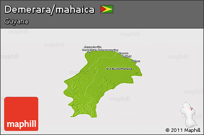 Physical Panoramic Map of Demerara/mahaica, cropped outside