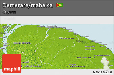 Physical Panoramic Map of Demerara/mahaica