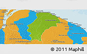 Physical Panoramic Map of Demerara/mahaica, political outside