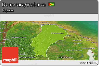 Physical Panoramic Map of Demerara/mahaica, satellite outside