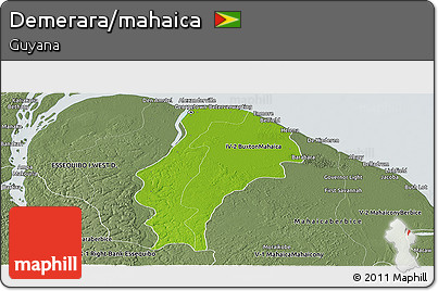 Physical Panoramic Map of Demerara/mahaica, semi-desaturated