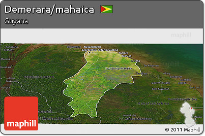 Satellite Panoramic Map of Demerara/mahaica, darken