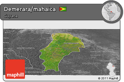 Satellite Panoramic Map of Demerara/mahaica, desaturated