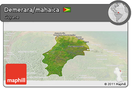 Satellite Panoramic Map of Demerara/mahaica, lighten
