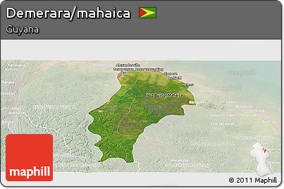 Satellite Panoramic Map of Demerara/mahaica, lighten