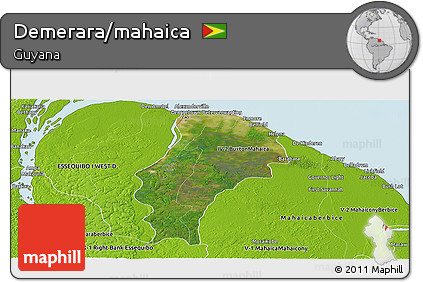 Satellite Panoramic Map of Demerara/mahaica, physical outside
