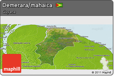 Satellite Panoramic Map of Demerara/mahaica, physical outside