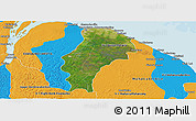 Satellite Panoramic Map of Demerara/mahaica, political outside