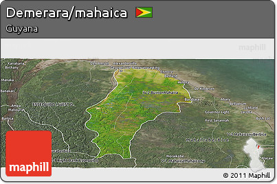 Satellite Panoramic Map of Demerara/mahaica, semi-desaturated