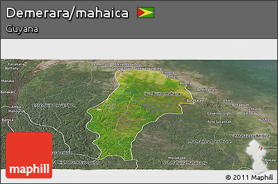 Satellite Panoramic Map of Demerara/mahaica, semi-desaturated