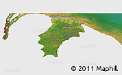 Satellite Panoramic Map of Demerara/mahaica, single color outside