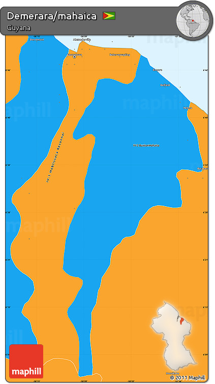Political Simple Map of Demerara/mahaica