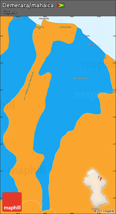 Political Simple Map of Demerara/mahaica