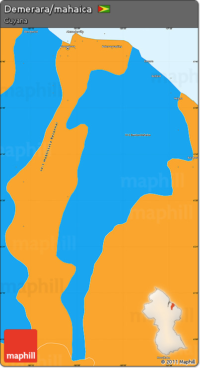 Political Simple Map of Demerara/mahaica