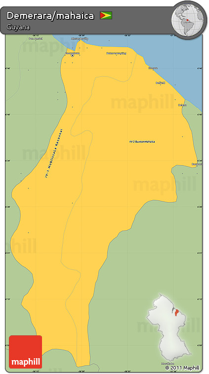 Savanna Style Simple Map of Demerara/mahaica