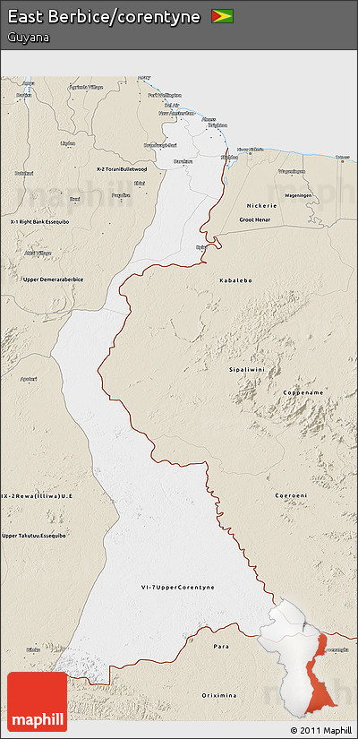 Classic Style 3D Map of East Berbice/corentyne