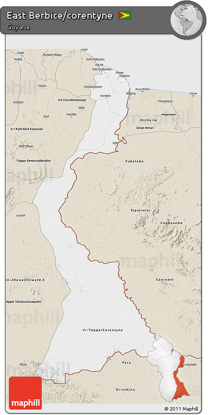 Classic Style 3D Map of East Berbice/corentyne