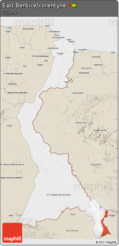 Classic Style 3D Map of East Berbice/corentyne