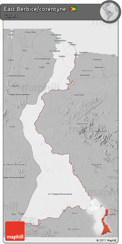 Gray 3D Map of East Berbice/corentyne