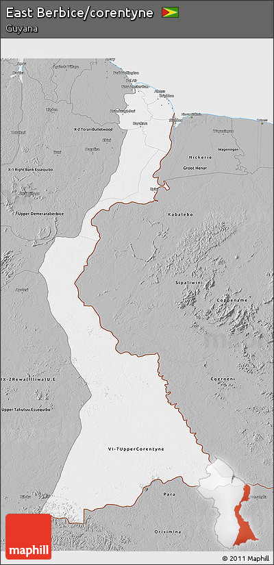 Gray 3D Map of East Berbice/corentyne