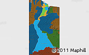 Political 3D Map of East Berbice/corentyne, darken