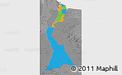 Political 3D Map of East Berbice/corentyne, desaturated