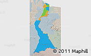 Political 3D Map of East Berbice/corentyne, lighten, semi-desaturated