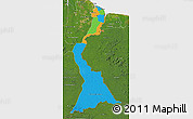 Political 3D Map of East Berbice/corentyne, satellite outside