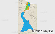 Political 3D Map of East Berbice/corentyne, shaded relief outside