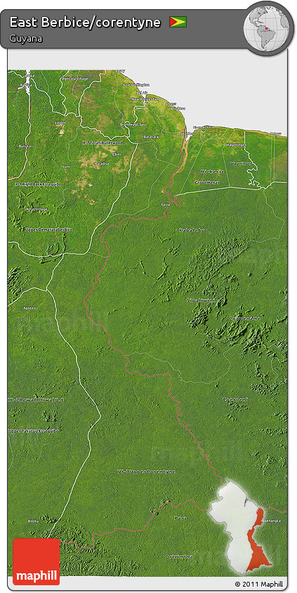 Satellite 3D Map of East Berbice/corentyne