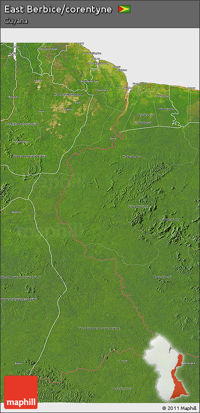 Satellite 3D Map of East Berbice/corentyne