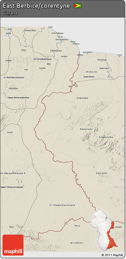 Shaded Relief 3D Map of East Berbice/corentyne