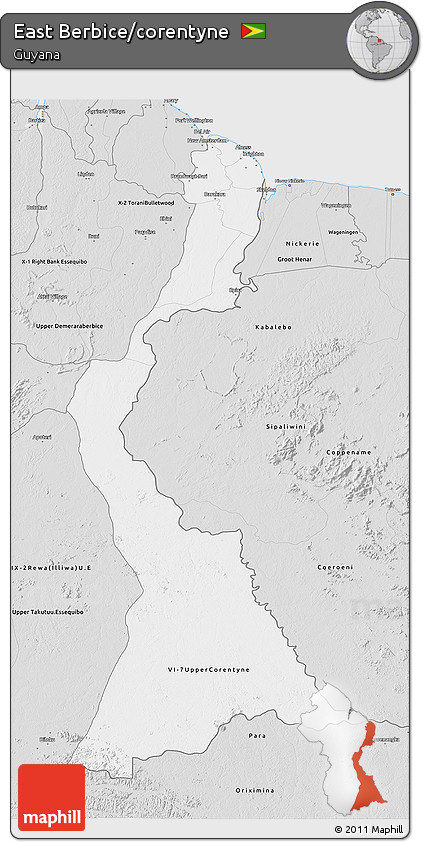 Silver Style 3D Map of East Berbice/corentyne
