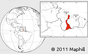 Blank Location Map of East Berbice/corentyne, within the entire country