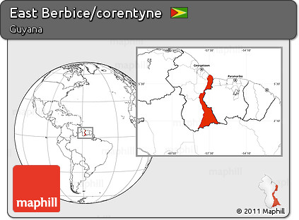 Blank Location Map of East Berbice/corentyne