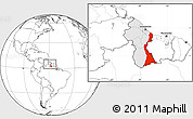 Blank Location Map of East Berbice/corentyne, highlighted country, within the entire country