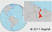 Gray Location Map of East Berbice/corentyne, within the entire country