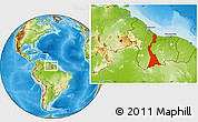 Physical Location Map of East Berbice/corentyne, within the entire country