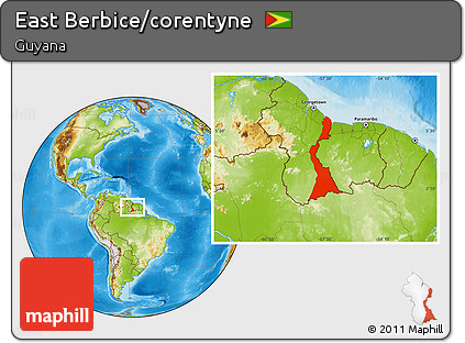 Physical Location Map of East Berbice/corentyne