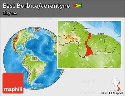 Physical Location Map of East Berbice/corentyne